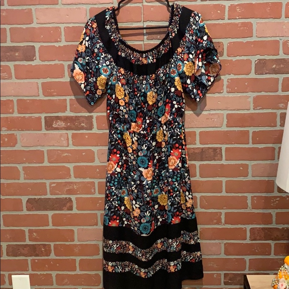 Black floral spring dress